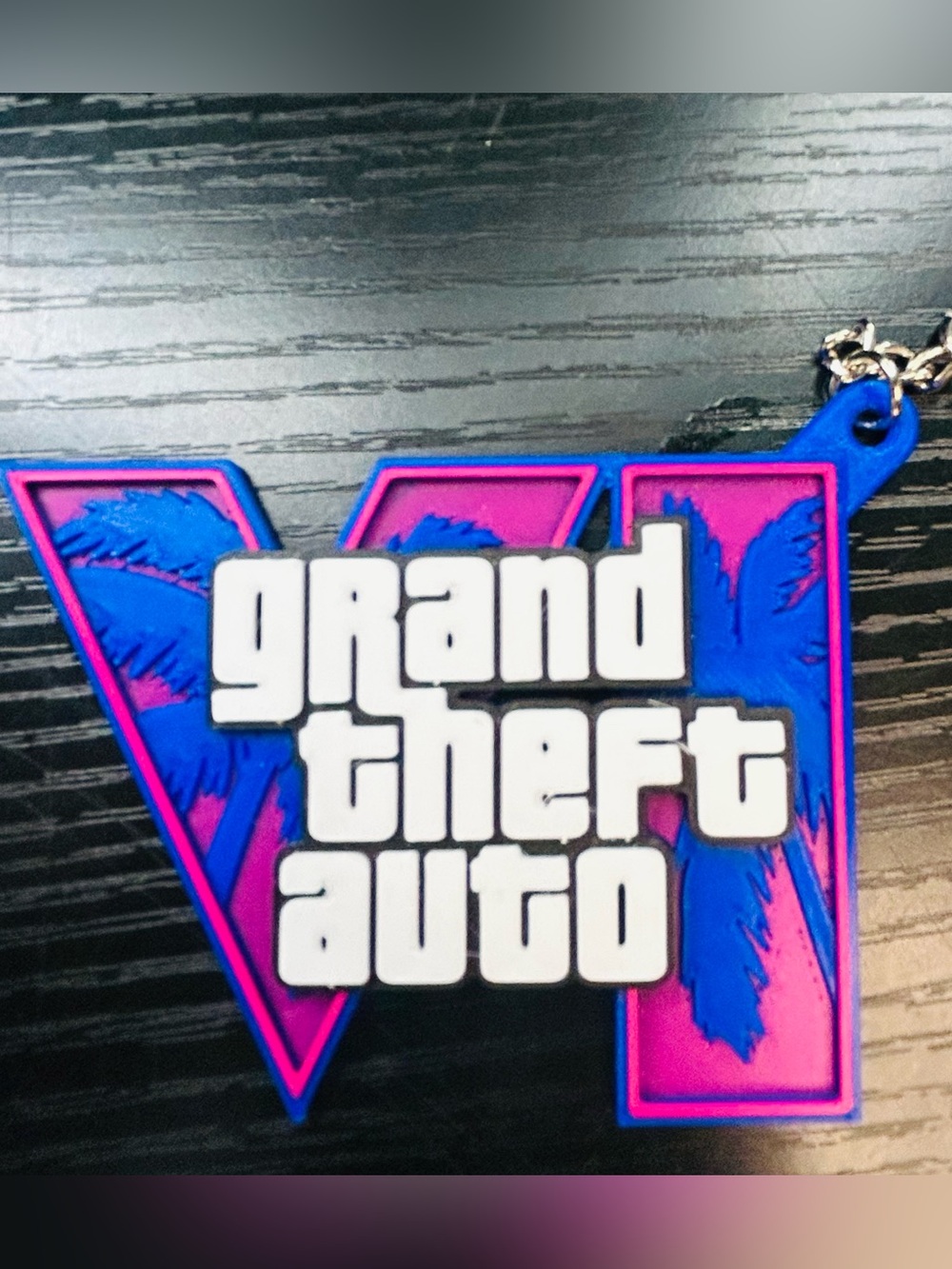 Grand Theft Auto V Logo Keychain - Blue & Pink